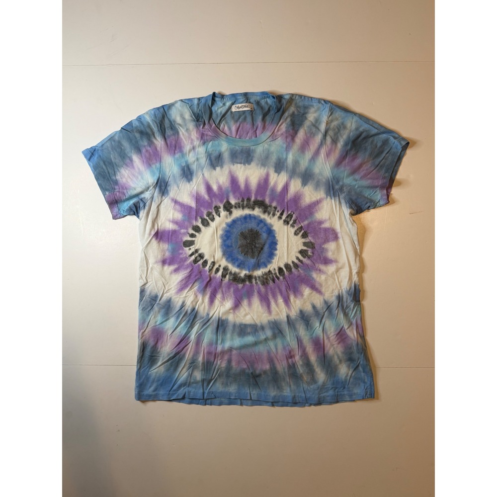Lauren Moshi XS Tie Dye Evil Eye T-Shirt Blue Purple Tencel Cotton Made in USA